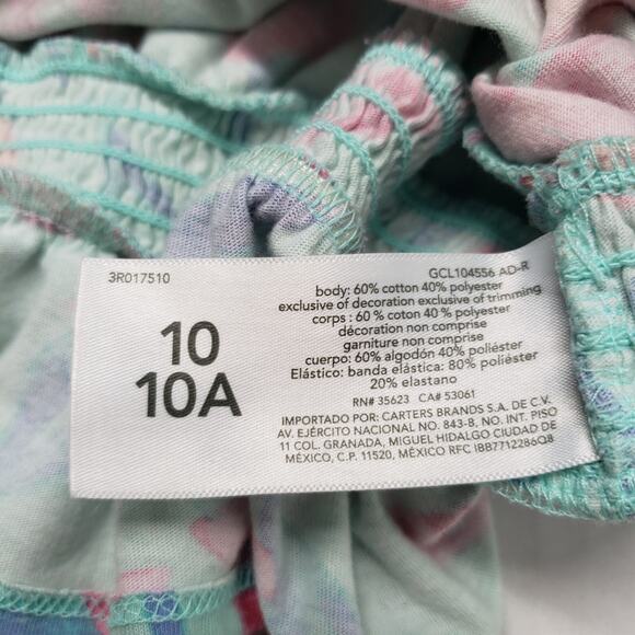 Oshkosh B'gosh Linen Blend Tank Shorts Set Girls 10/10A Pink Green Floral Peplem - Picture 14 of 16